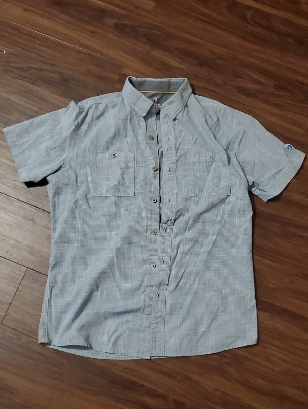 Kuhl Men's Light Blue Short Sleeve Button-Down Shirt